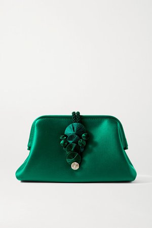 Serena Uziyel - Alessa Embellished Satin Clutch - Green