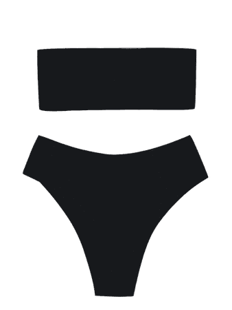 High Cut Bandeau Bathing Suit BLACK: Bikinis M | ZAFUL