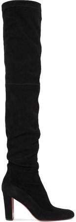 Kiss Me Gena Suede Thigh Boots - Black