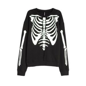 H&M Tops | Skeleton Rib Cage Printed Long Sleeve Shirt | Poshmark