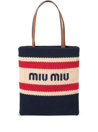 Miu Miu Striped Crochet Tote Bag - Farfetch