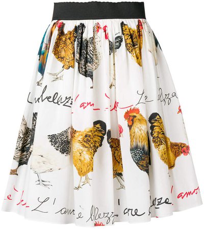 rooster-print skirt