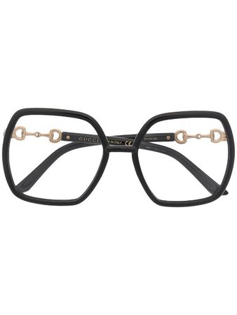 Gucci Eyewear oversize-frame horsebit-detail glasses - FARFETCH