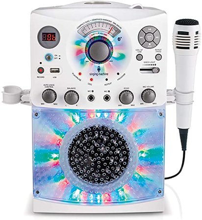 Amazon.com: Singing Machine SML385UW Bluetooth Karaoke System with LED Disco Lights, CD+G, USB, and Microphone, White: Musical Instruments