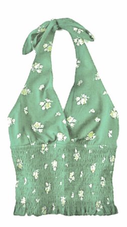 green floral halter top