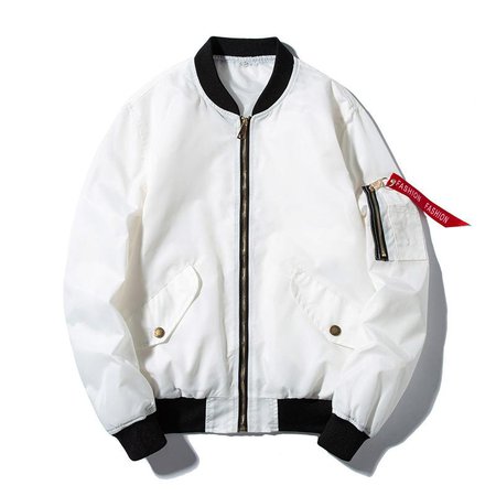 white bomber jacket
