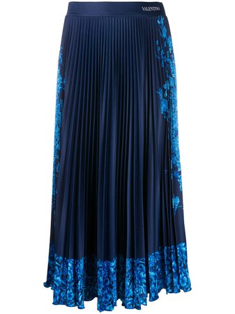 Valentino Bluegrace Bouquet Pleated Skirt - Farfetch