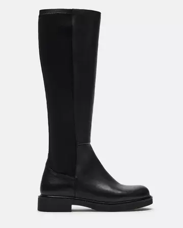 LEXINGTON Black Leather Lug Sole Knee High Boot | Women's Boots – Steve Madden