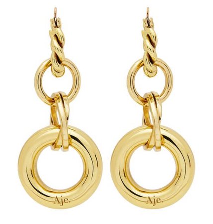 AJE THE TWISTED DOUBLE HOOP From our premiere jewellery collection Statement Gold Hoop Earring