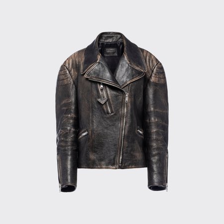 Black Leather biker jacket | Prada