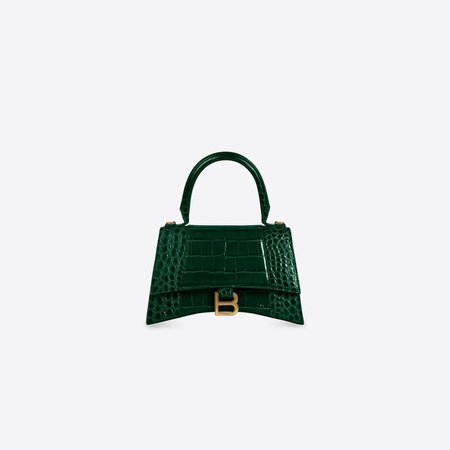 Women's Hourglass Small Top Handle Bag in Forest Green | Balenciaga DK