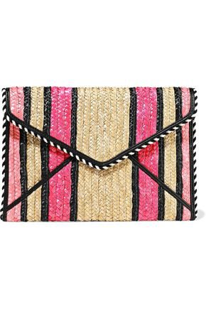 Leo striped woven straw envelope clutch | REBECCA MINKOFF | Sale up to 70% off | THE OUTNET