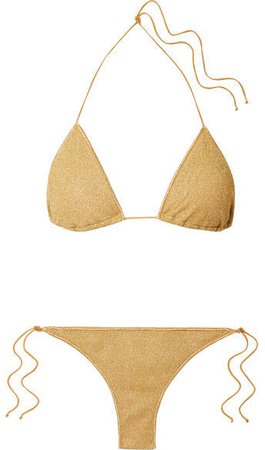 Oséree - Lumière Stretch-lurex Triangle Bikini - Gold