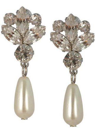 Love Vintage Crystal Pearl Drop 50's Earrings ♥ Shop now at Succubus