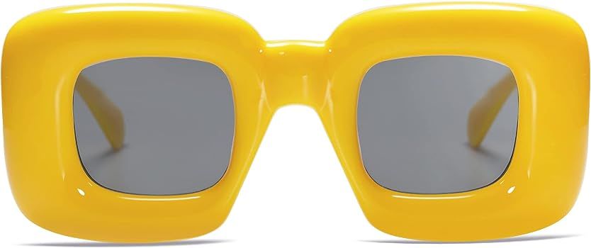 Amazon.com: VANLINKER Cute Square Inflated Sunglasses for Women Men Trendy Chunky Glasses Retro Thick Frame Funny Mask Shades VL9733 Yellow : Clothing, Shoes & Jewelry