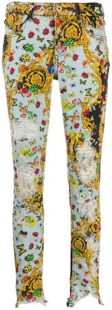 VERSACE JEANS COUTURE multi-print baroque skinny jeans