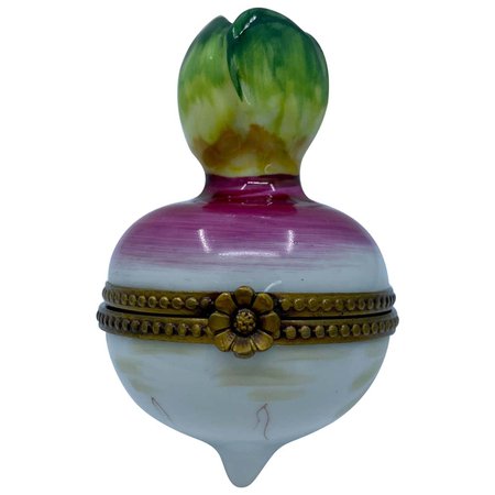 Limoges France Hand Painted Porcelain Turnip Trinket Box For Sale at 1stDibs