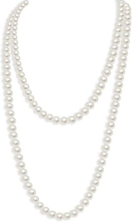 Amazon.com: White Pearl Necklace Fashion Necklace, Beaded Necklace for Wedding Working Travel Nice Gift for Ladies Girls : Clothing, Shoes & Jewelry