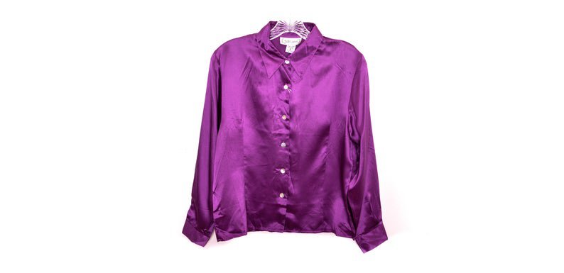 90's Silk Blouse Purple Shirt 90s Blouse Shirt Grunge | Etsy