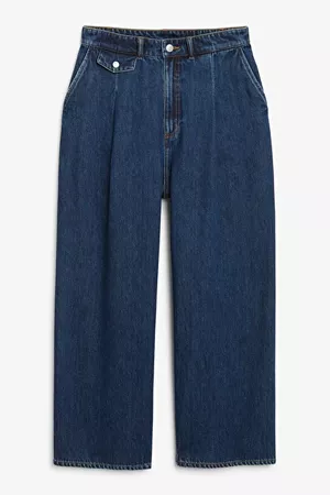 Front pleat jeans - Indigo - Trousers & shorts - Monki WW