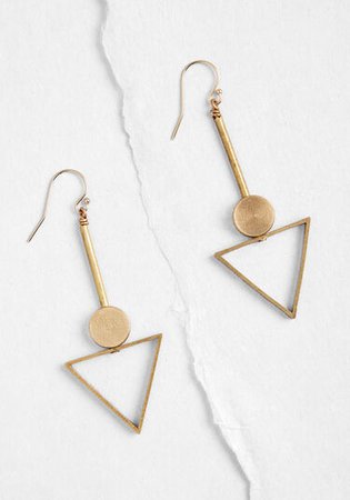Triangle Love Geometric Dangle Earrings in Gold | ModCloth