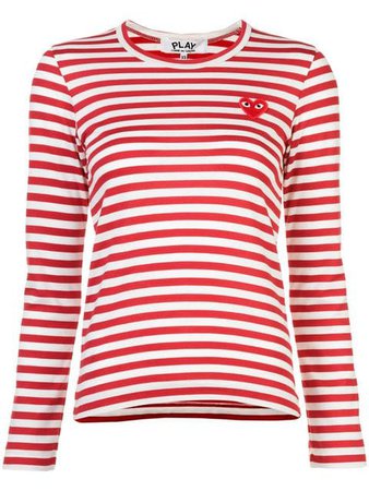 Comme Des Garçons Play little red heart striped T-shirt - Buy Online - Large Selection of Luxury Labels