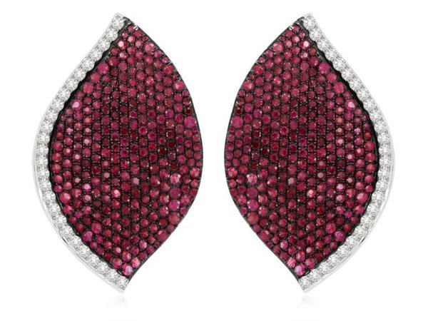 Sutra Jewels, ruby petal earrings