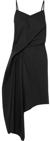 Marques' Almeida - Asymmetric Draped Cotton-poplin Dress - Black