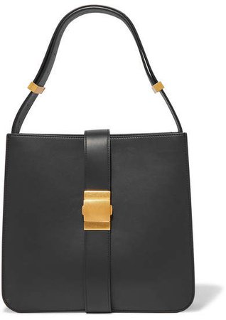 Marie Embellished Leather Shoulder Bag - Black