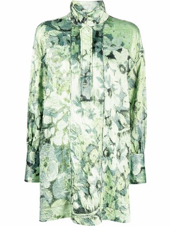 Shop GANNI floral-print mini dress with Express Delivery - FARFETCH