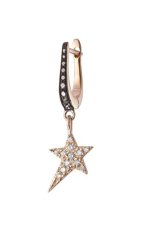 18Kt Rose Gold Star Earring with White and Black Diamonds Gr. One Size