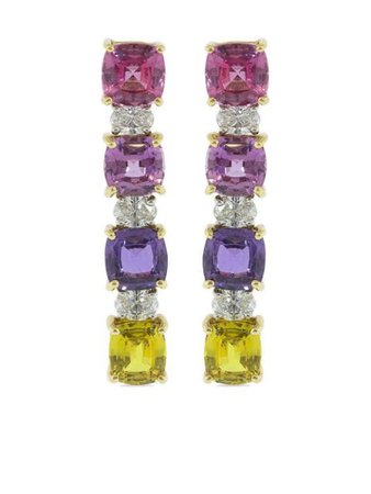 Shop silver & pink BAYCO 18kt white gold and platinum natural unheated multi-color sapphire and diamond earrings with Express Delivery - Farfetch