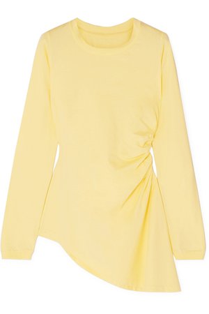 MM6 Maison Margiela | Asymmetric ruched cotton-jersey top | NET-A-PORTER.COM