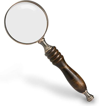 Amazon.com : WIOR 10X Handheld Magnifying Glass Antique Copper Magnifier with Sandawood Handle,High Magnification Magnifier for Reading, Senior, Low Vision, Map, Inspection, Handcraft Hobby : Health & Household