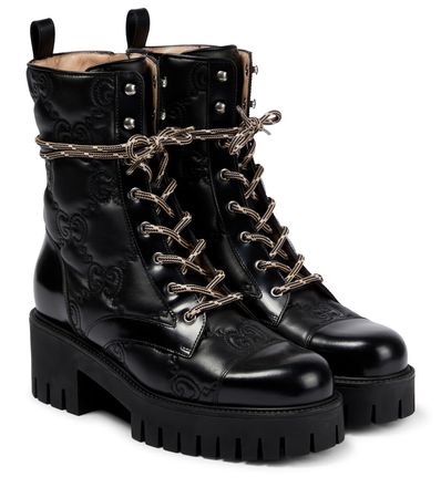 Gucci - GG quilted leather lace-up boots | Mytheresa