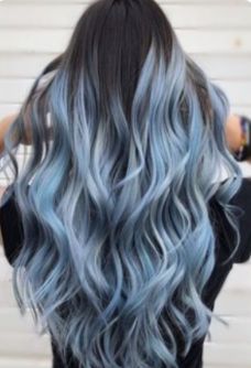 Black to light blue hair