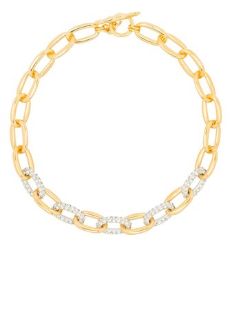 Shop Kenneth Jay Lane crystal-embellished chain-link necklace with Express Delivery - FARFETCH