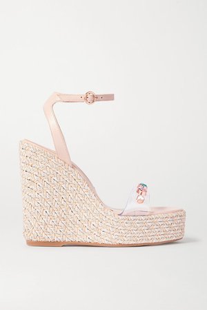 Sophia Webster | Dina leather and crystal-embellished PVC espadrille wedge sandals | NET-A-PORTER.COM