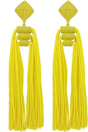 Amazon.com: Coiris Statement Thread Tassels Dangle Drop Earrings for Women (ER1141-Yellow): Jewelry