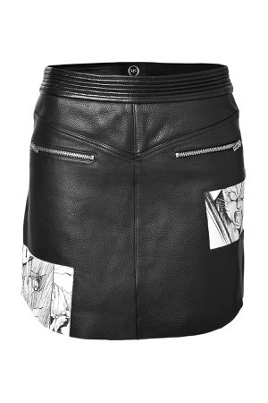 Leather Mini-Skirt with Manga Print Gr. IT 40