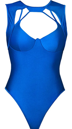 blue bodysuit