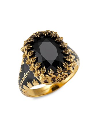 Alexander McQueen Goldtone, Glass, & Enamel Ring