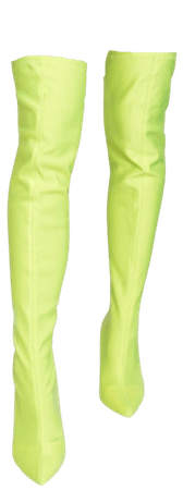 Neon Lime Thigh High Boots