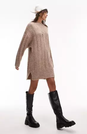 Topshop Rib Long Sleeve Shift Sweater Dress | Nordstrom