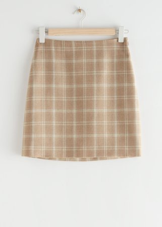 Houndstooth Mini Skirt - Beige Checks - Mini skirts - & Other Stories