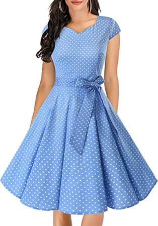 Amazon.com: DRESSTELLS Women's Vintage Tea Dress Prom Swing Cocktail Party Dress with Cap-Sleeves : Clothing, Shoes & Jewelry