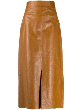 Brown Isabel Marant faux leather midi skirt JU119020A005I - Farfetch
