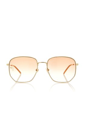 Hexagonal Gold-Tone Sunglasses by Gucci Sunglasses | Moda Operandi