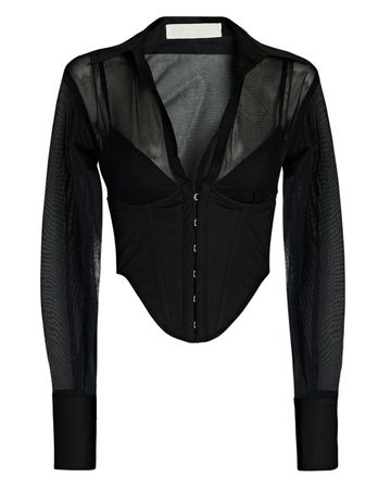 Dion Lee Paneled Organic Cotton Corset Shirt in black | INTERMIX®