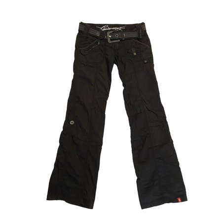 black low rise cargo pants with belt